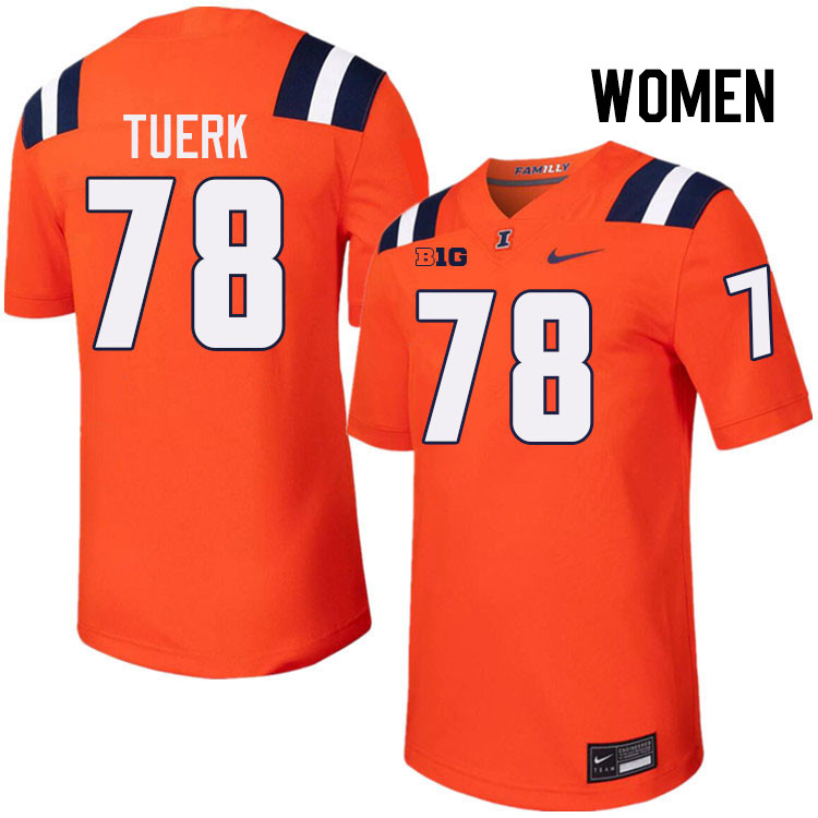 Women #78 Eddie Tuerk Illinois Fighting Illini College Football Jerseys Stitched-Orange